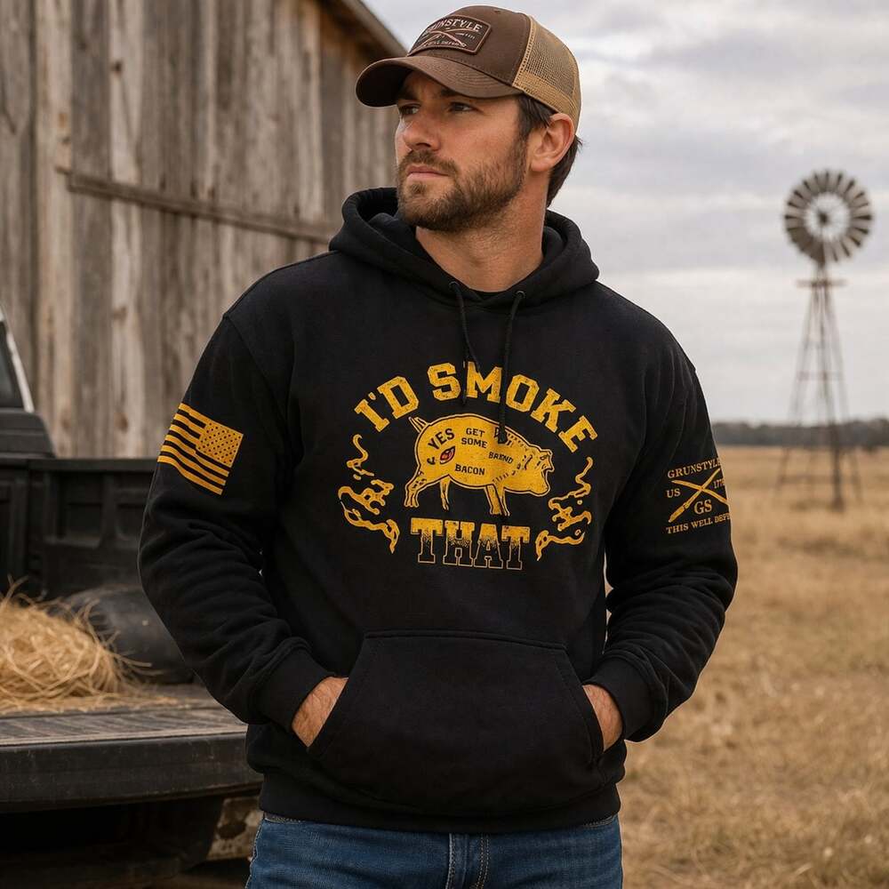 Grunt Style‎ Men's I'd Smoke That Pullover BBQ Graphic Hoodie